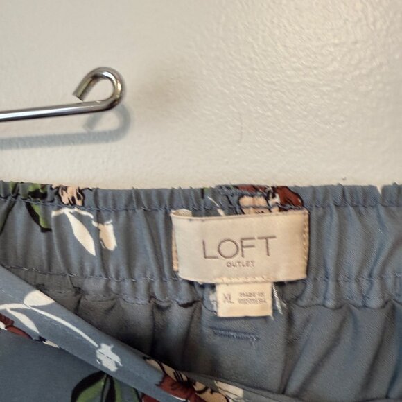 Floral Print Loft Womens Skirt XL Blue Elastic Waist Knee-Length - Picture 4 of 6